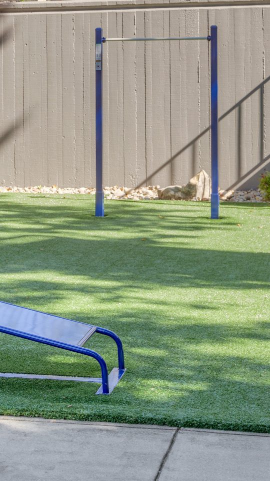 a gym set up in a backyard with artificial grass at The  Jaxon