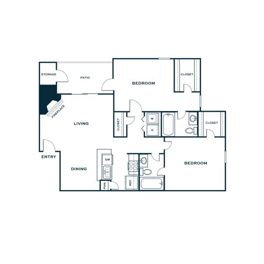 the floor plan for a two bedroom apartment at The  Jaxon