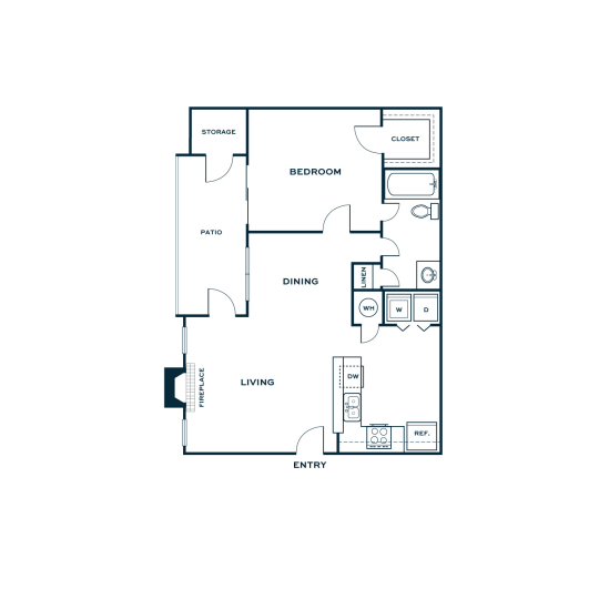 floor plan for the one bedroom apartment at The  Jaxon