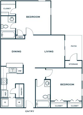 the floor plan for a two bedroom apartment at The  Jaxon