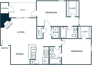 the floor plan for a two bedroom apartment at The  Jaxon