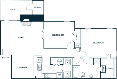 the floor plan for a two bedroom apartment at The  Jaxon