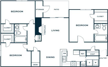 the floor plan for a two bedroom apartment at The  Jaxon